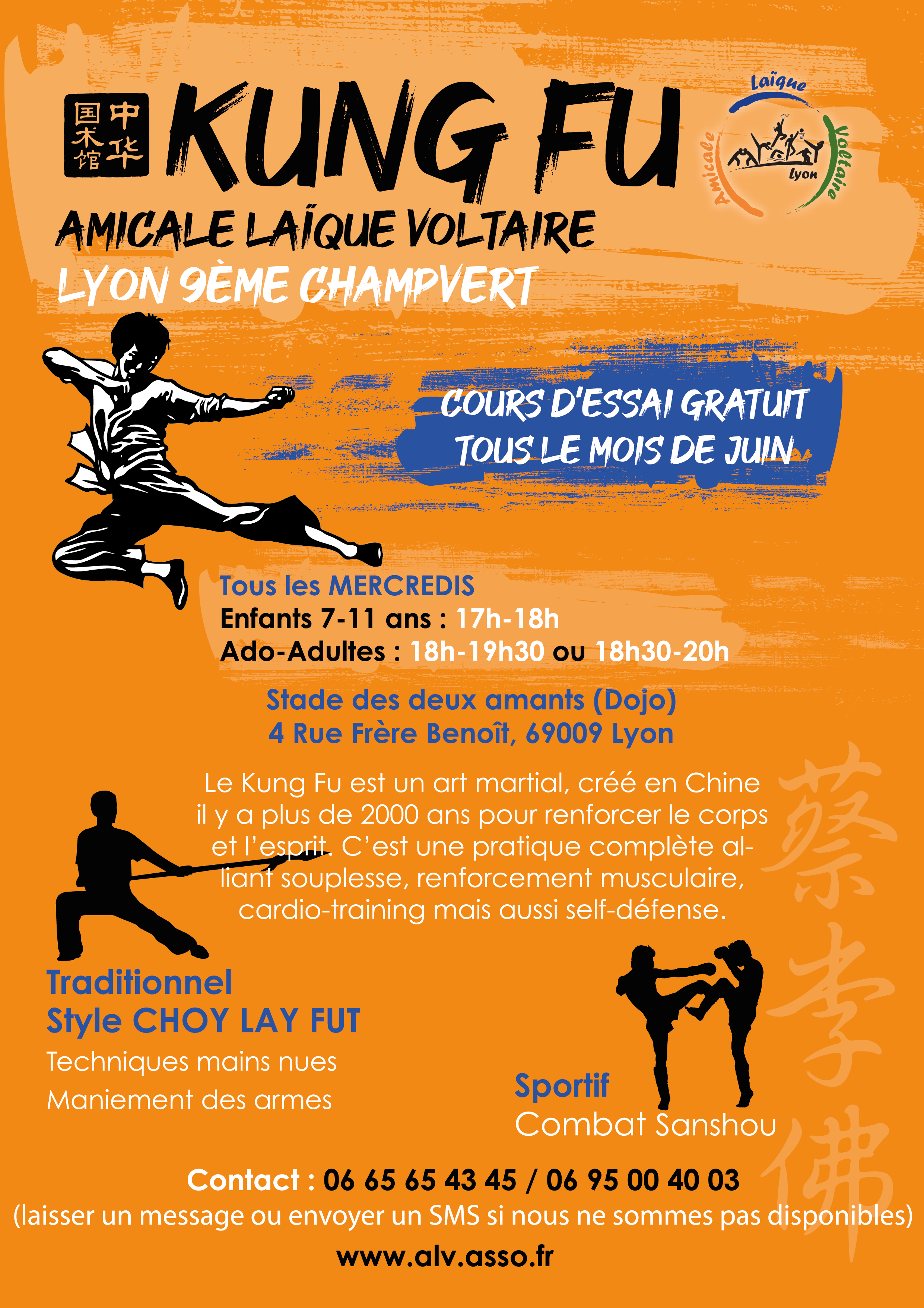 Nouveau cours de Kung Fu à Lyon 9e/5e